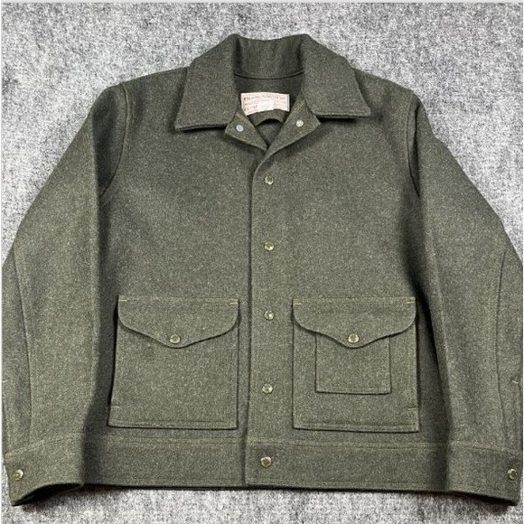 Filson Other - VTG Filson Mackinaw Work Jacket Lot 105 Men’s 40 Green Enamel Snaps Virgin Wool